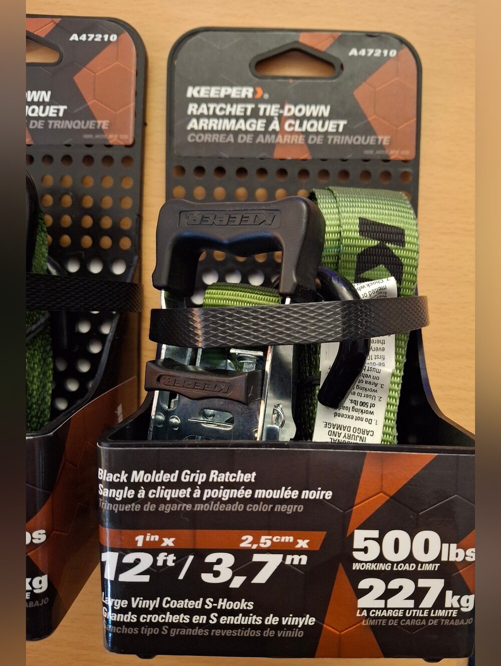 Keeper 1" x 12' Ratchet Tie Down Strap 500lb WLL 1500lb S-Hook A47210